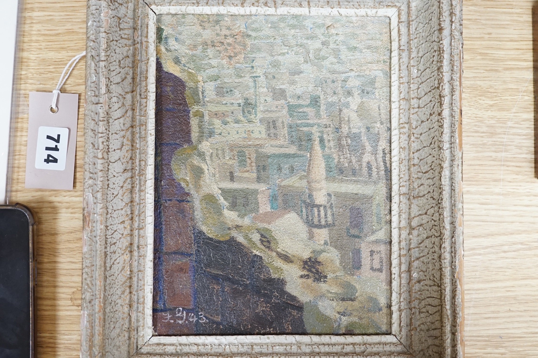 Frank Graves (1913-2001), oil on canvas board, 'Aleppo - M.E.', initialled and dated '43, 23 x 17cm